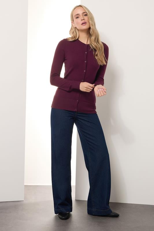 Evans LTS Tall Cherry Red Crew Neck Button Cardigan
