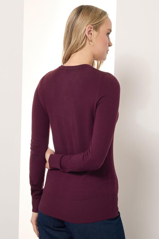 Evans LTS Tall Cherry Red Crew Neck Button Cardigan