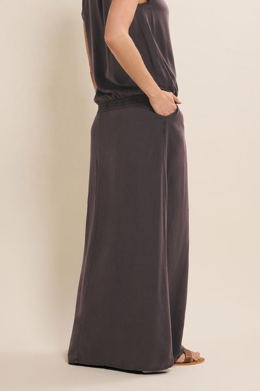 Evans LTS Tall Chocolate Brown Acid Wash Side Split Maxi Skirt