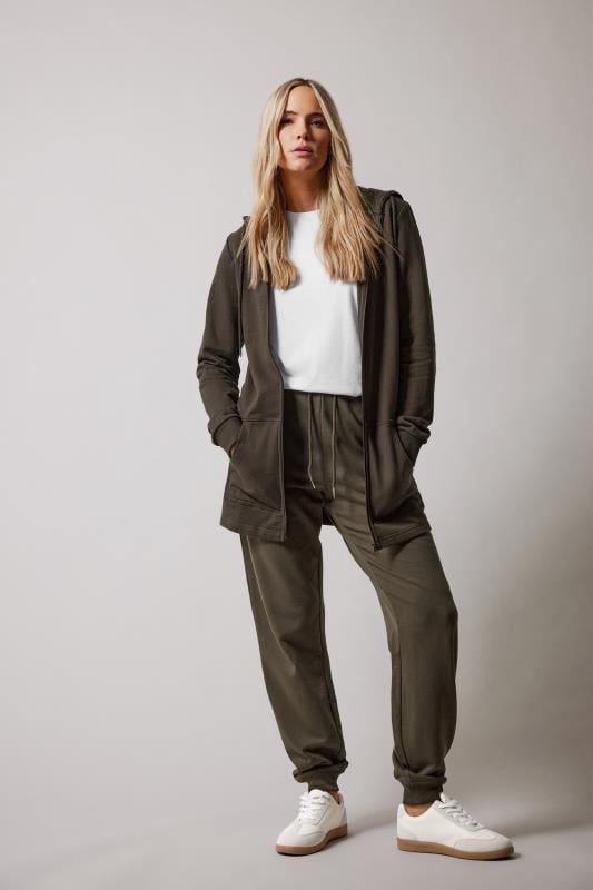 evans LTS Tall Chocolate Brown Cotton Longline Hoodie