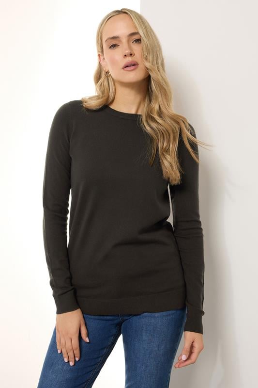 evans LTS Tall Chocolate Brown Knitted Crew Neck Jumper