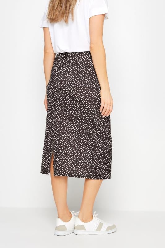 Evans LTS Tall Chocolate Brown Spot Print Midi Skirt