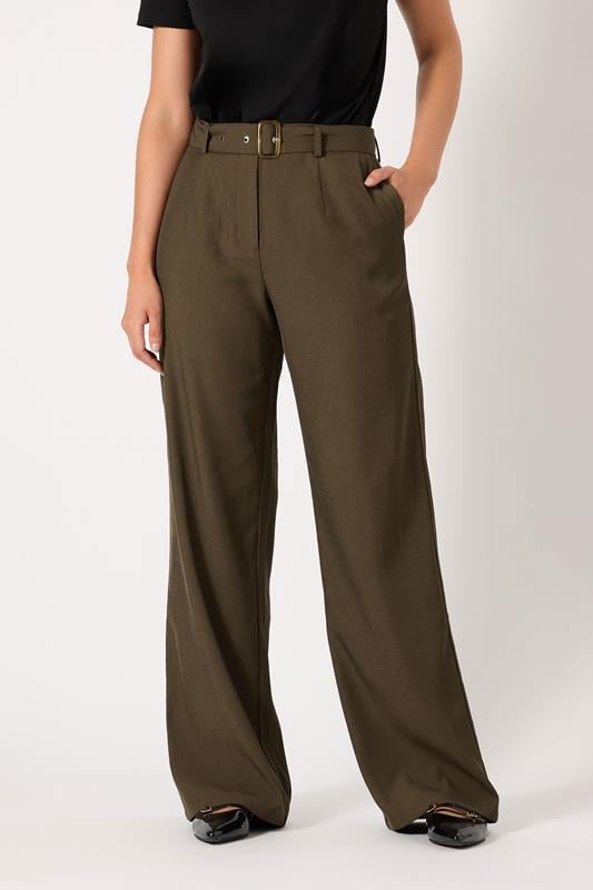 Evans LTS Tall Chocolate Brown Wide Leg Belted Trousers