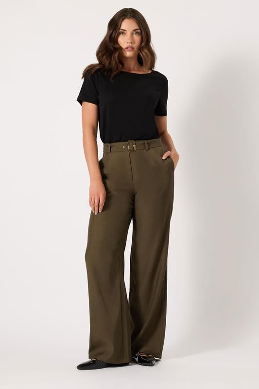 evans LTS Tall Chocolate Brown Wide Leg Belted Trousers