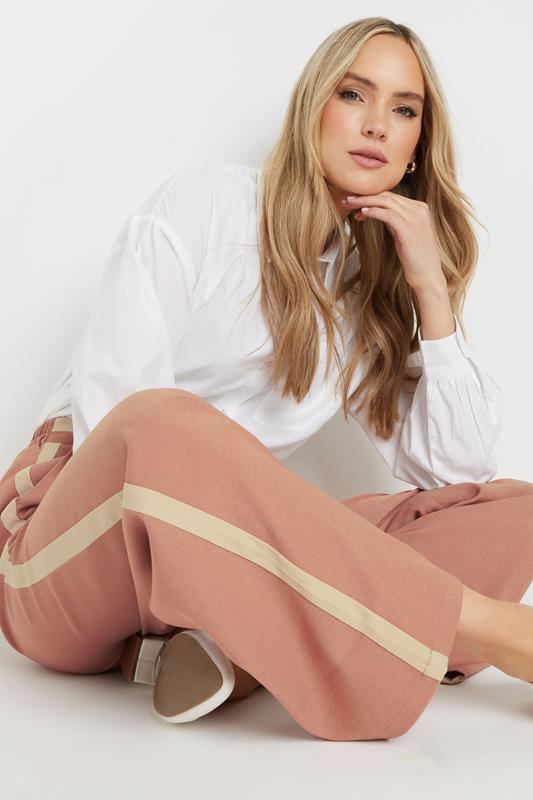 Evans LTS Tall Coral Pink Contrast Stripe Wide Leg Trousers