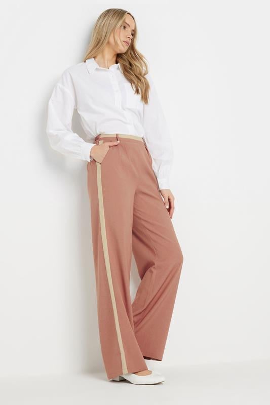 evans LTS Tall Coral Pink Contrast Stripe Wide Leg Trousers