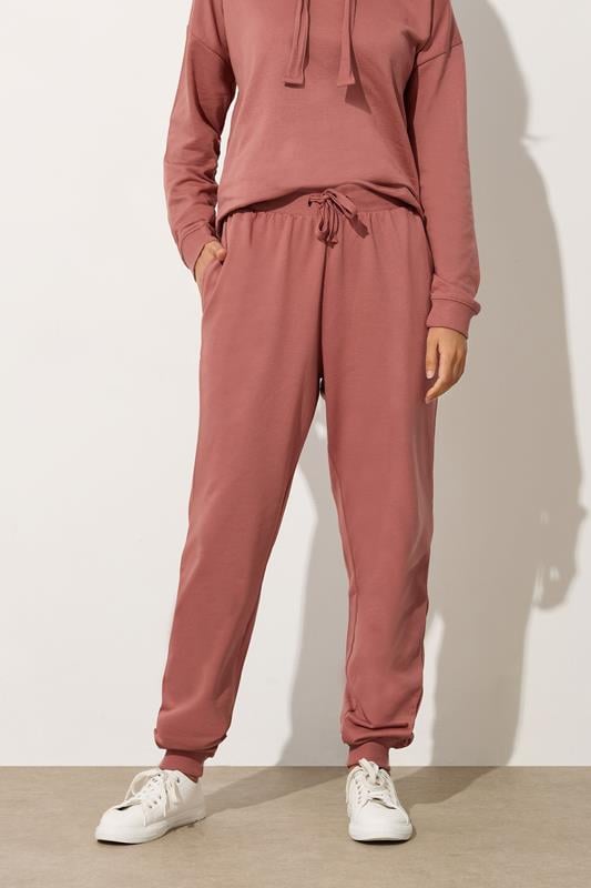 Evans LTS Tall Coral Pink Jersey Drawcord Cuffed Joggers