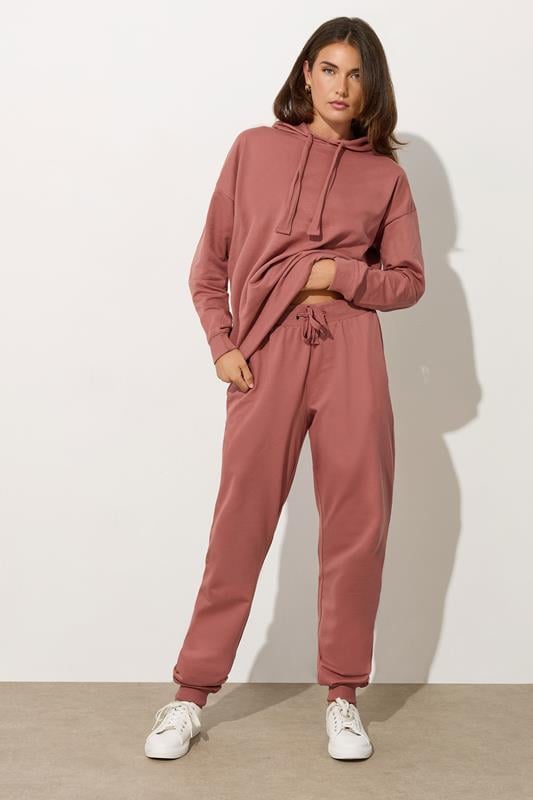 evans LTS Tall Coral Pink Jersey Drawcord Cuffed Joggers