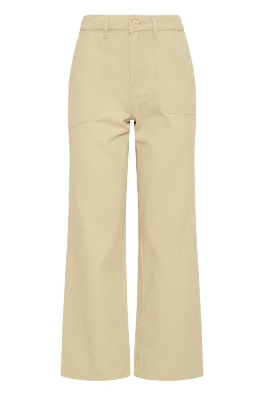 Evans LTS Tall Cream Cotton Twill Wide Leg Cropped Trousers