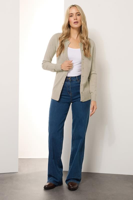 Evans LTS Tall Cream Marl Crew Neck Button Cardigan