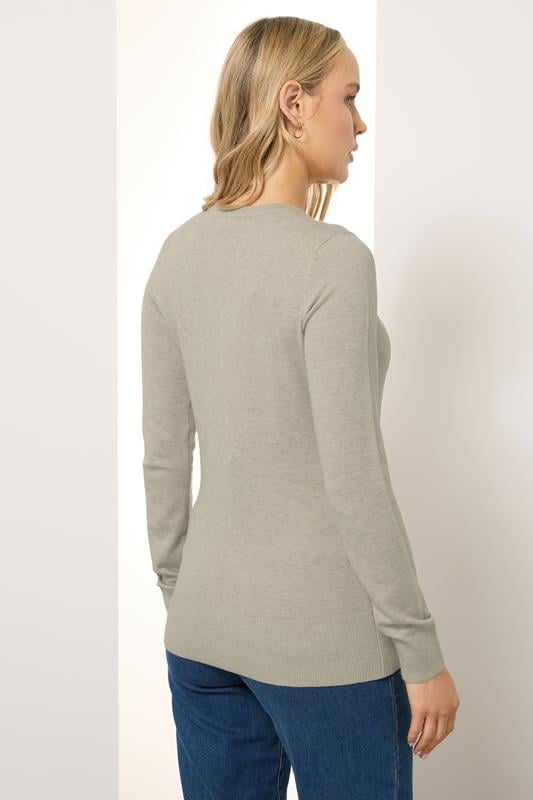 Evans LTS Tall Cream Marl Crew Neck Button Cardigan