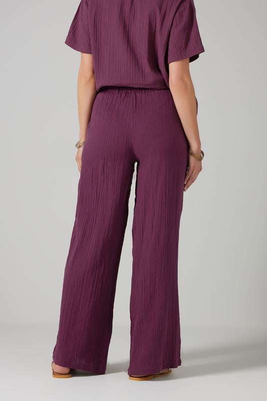 Evans LTS Tall Dark Red Cotton Cheescloth Wide Leg Trousers