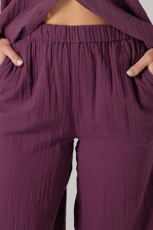 Evans LTS Tall Dark Red Cotton Cheescloth Wide Leg Trousers