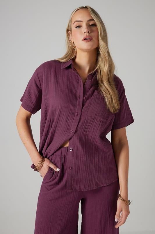 Evans LTS Tall Dark Red Cotton Cheesecloth Short Sleeve Shirt