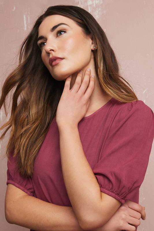 Evans LTS Tall Dark Red Puff Sleeve Tiered Midaxi Dress