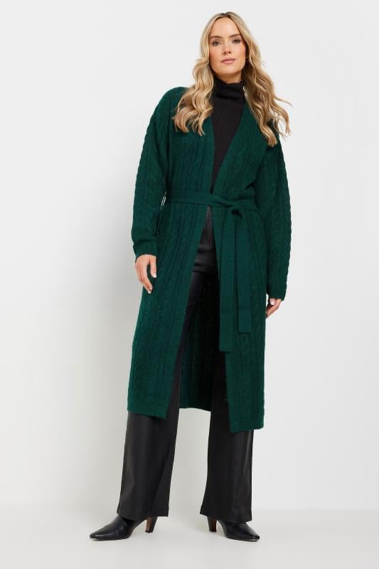 Evans LTS Tall Emerald Green Cable Knit Midi Cardigan
