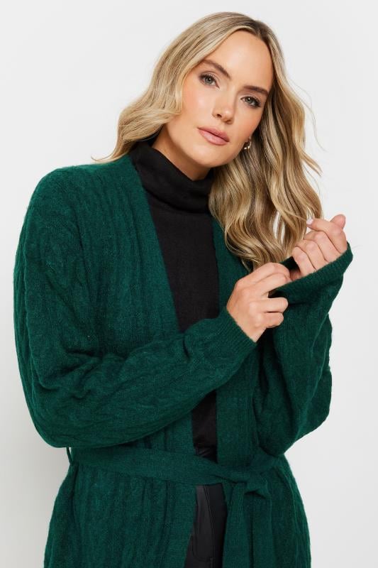 Evans LTS Tall Emerald Green Cable Knit Midi Cardigan