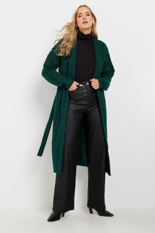 evans LTS Tall Emerald Green Cable Knit Midi Cardigan