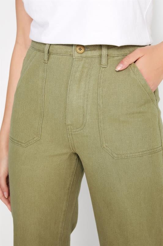 Evans LTS Tall Green Cotton Twill Wide Leg Cropped Trousers