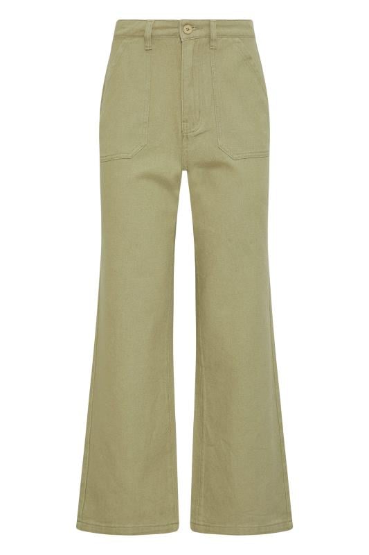 Evans LTS Tall Green Cotton Twill Wide Leg Cropped Trousers