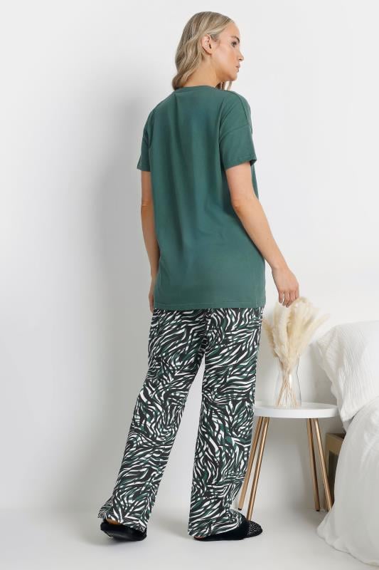 Evans LTS Tall Green Cotton Zebra Wide Leg Pyjama Set