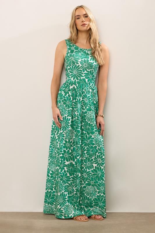 evans LTS Tall Green Floral Print Sleeveless Maxi Dress