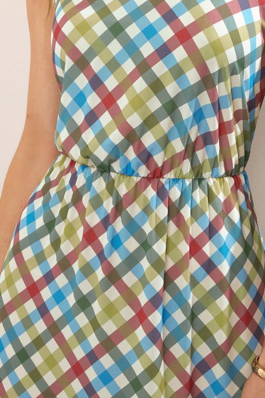 Evans LTS Tall Green Gingham Sleeveless Tiered Maxi Dress