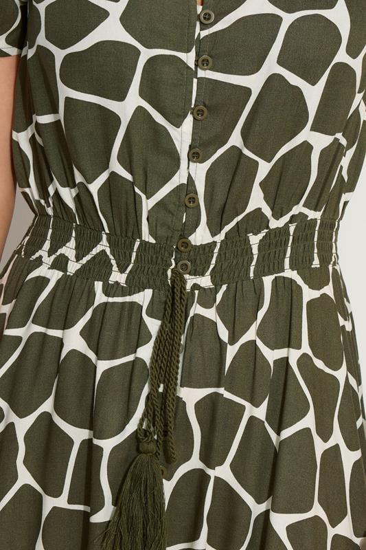 Evans LTS Tall Green Giraffe Print Button Maxi Dress