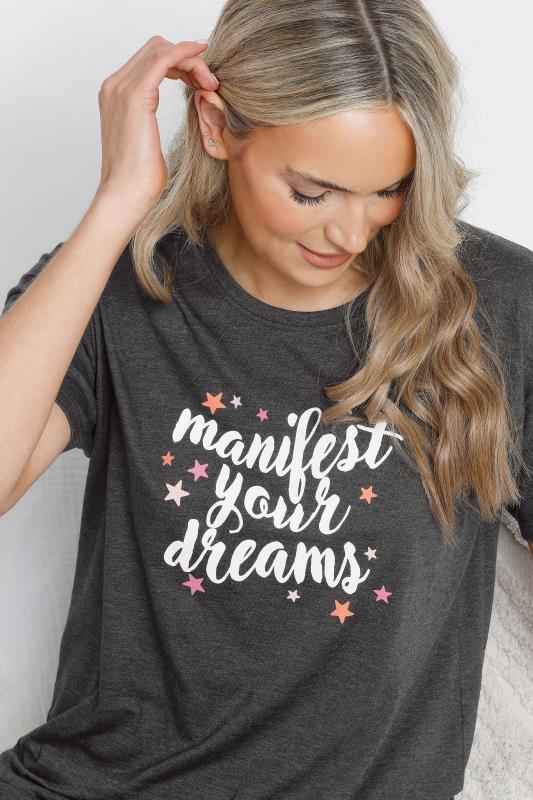 Evans LTS Tall Grey 'Manifest Your Dreams' Star Slogan Pyjama Set