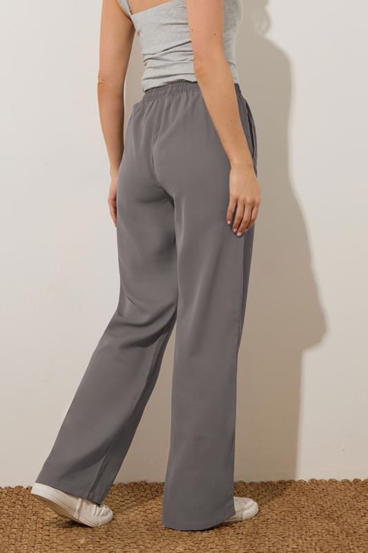 Evans LTS Tall Grey Tie Waistband Wide Leg Trousers