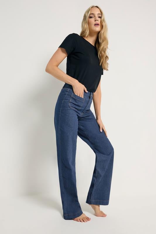 Evans LTS Tall Indigo Blue Pocket Detail Wide Leg Jeans