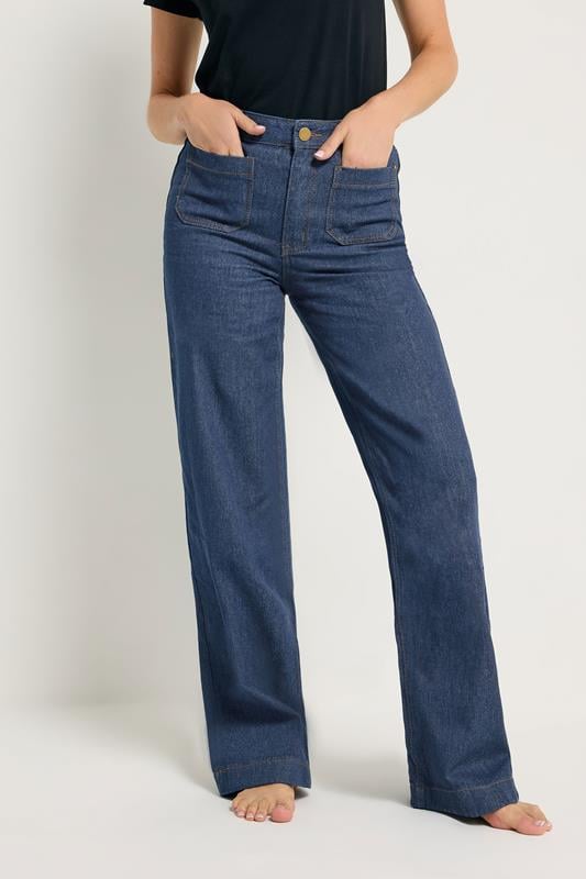 Evans LTS Tall Indigo Blue Pocket Detail Wide Leg Jeans