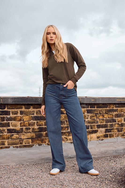 evans LTS Tall Indigo Blue Pocket Detail Wide Leg Jeans