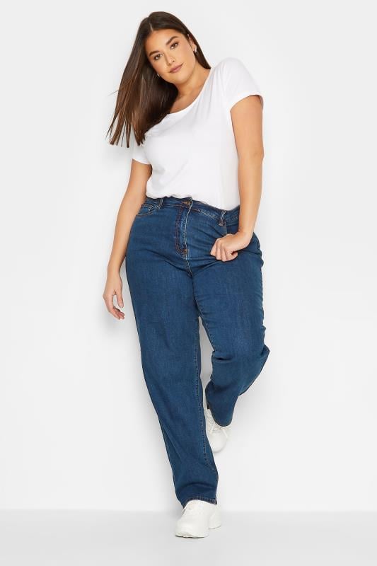Evans LTS Tall Indigo Blue Washed Stretch Mom Jeans