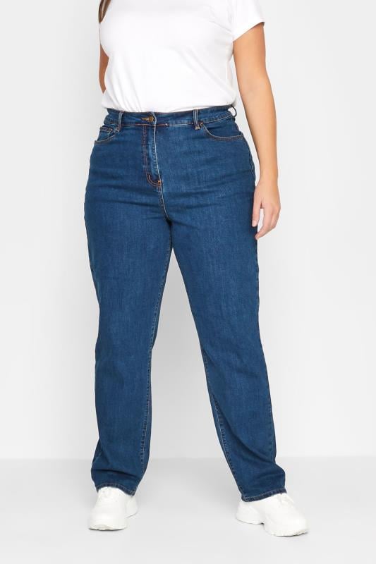 evans LTS Tall Indigo Blue Washed Stretch Mom Jeans