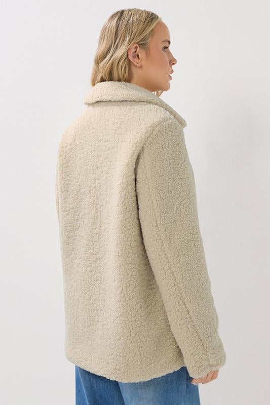 Evans LTS Tall Ivory White Borg Button Through Jacket