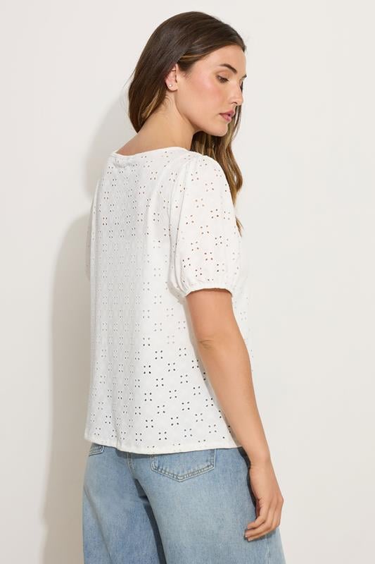 Evans LTS Tall Ivory White Broderie Puff Sleeve Top