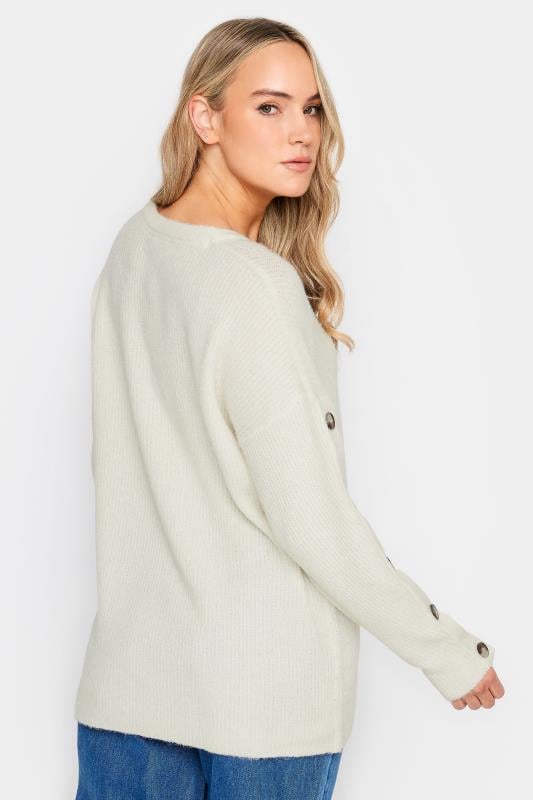 Evans LTS Tall Ivory White Button Long Sleeve Jumper