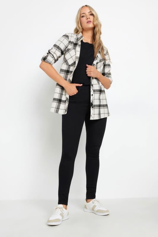Evans LTS Tall Ivory White Check Rolled Sleeve Shirt
