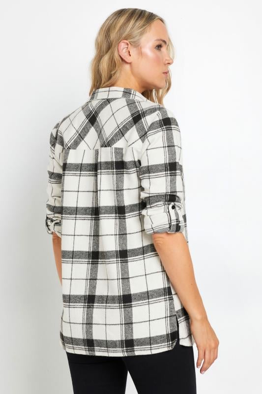 Evans LTS Tall Ivory White Check Rolled Sleeve Shirt