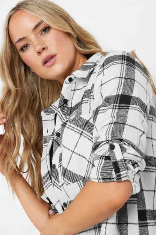 Evans LTS Tall Ivory White Check Rolled Sleeve Shirt