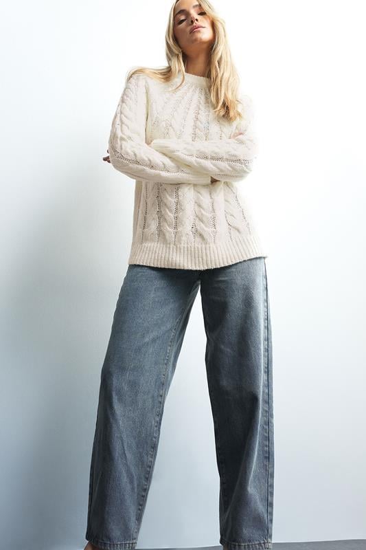 Evans LTS Tall Ivory White Chunky Cable Knit Jumper