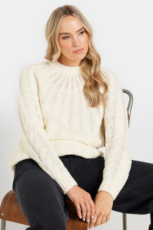 evans LTS Tall Ivory White Chunky Cable Knit Jumper