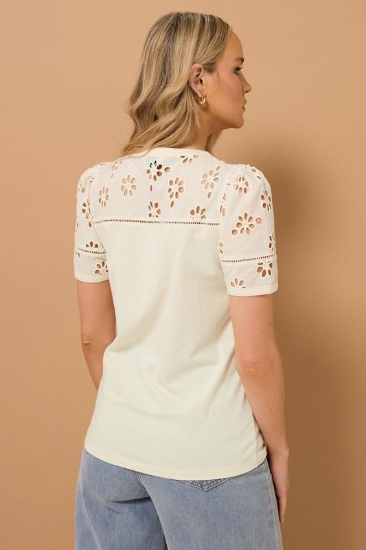 Evans LTS Tall Ivory White Cotton Broderie Short Sleeve Top