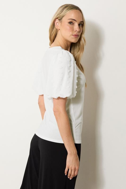 Evans LTS Tall Ivory White Dobby Spot Sleeve Blouse