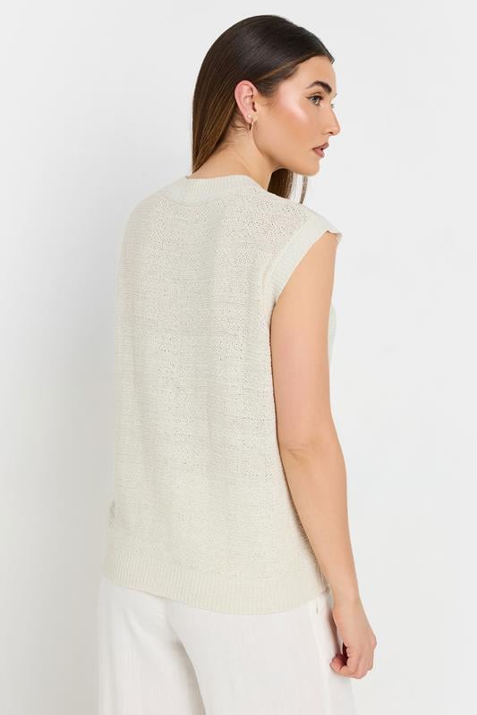 Evans LTS Tall Ivory White Knitted Metallic Button Vest Top