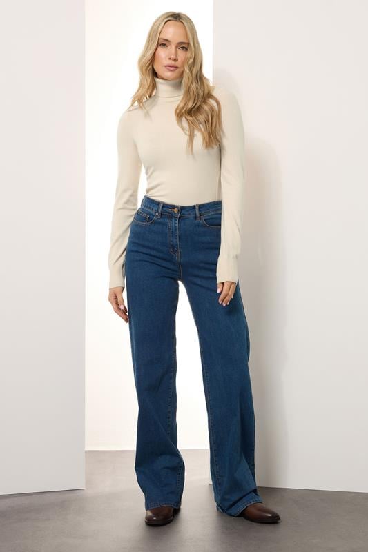 Evans LTS Tall Ivory White Knitted Roll Neck Jumper