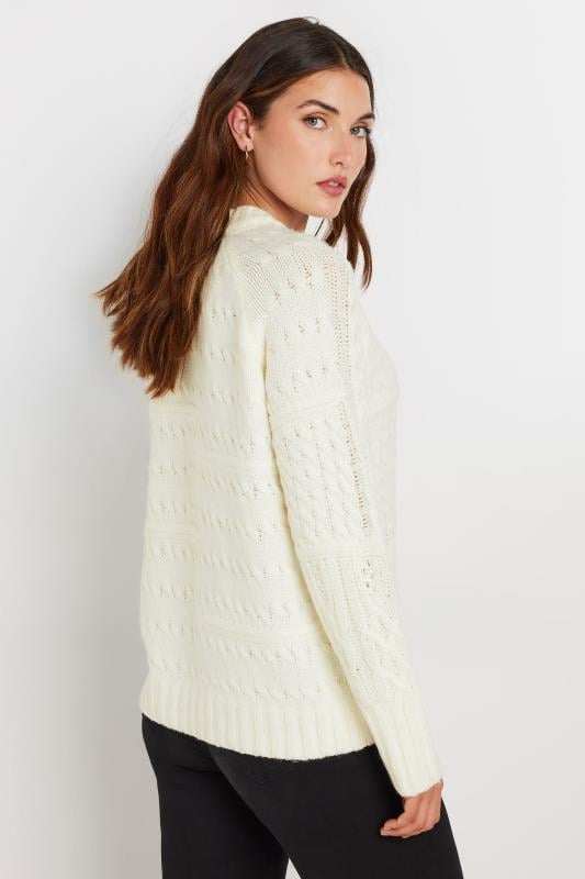 Evans LTS Tall Ivory White Patchwork Cable Knit Jumper