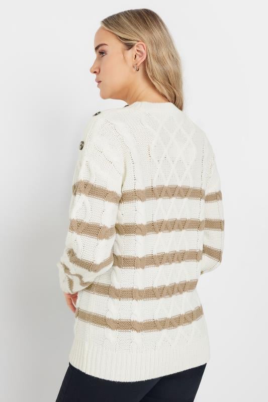 Evans LTS Tall Ivory White Stripe Cable Knit Jumper