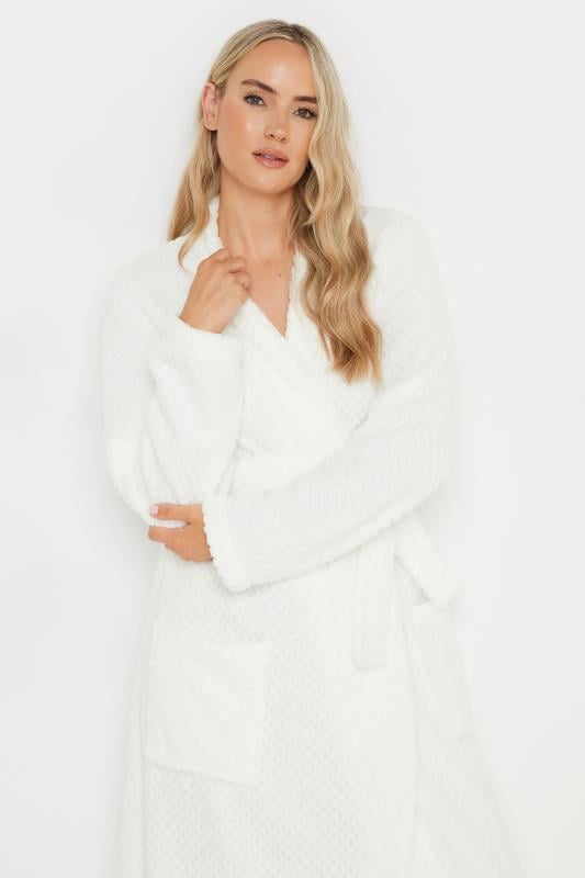 Evans LTS Tall Ivory White Waffle Maxi Dressing Gown